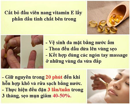 Vitamin E được ví như kem dưỡng điều trị sẹo mụn, sẹo lõm hiệu quả